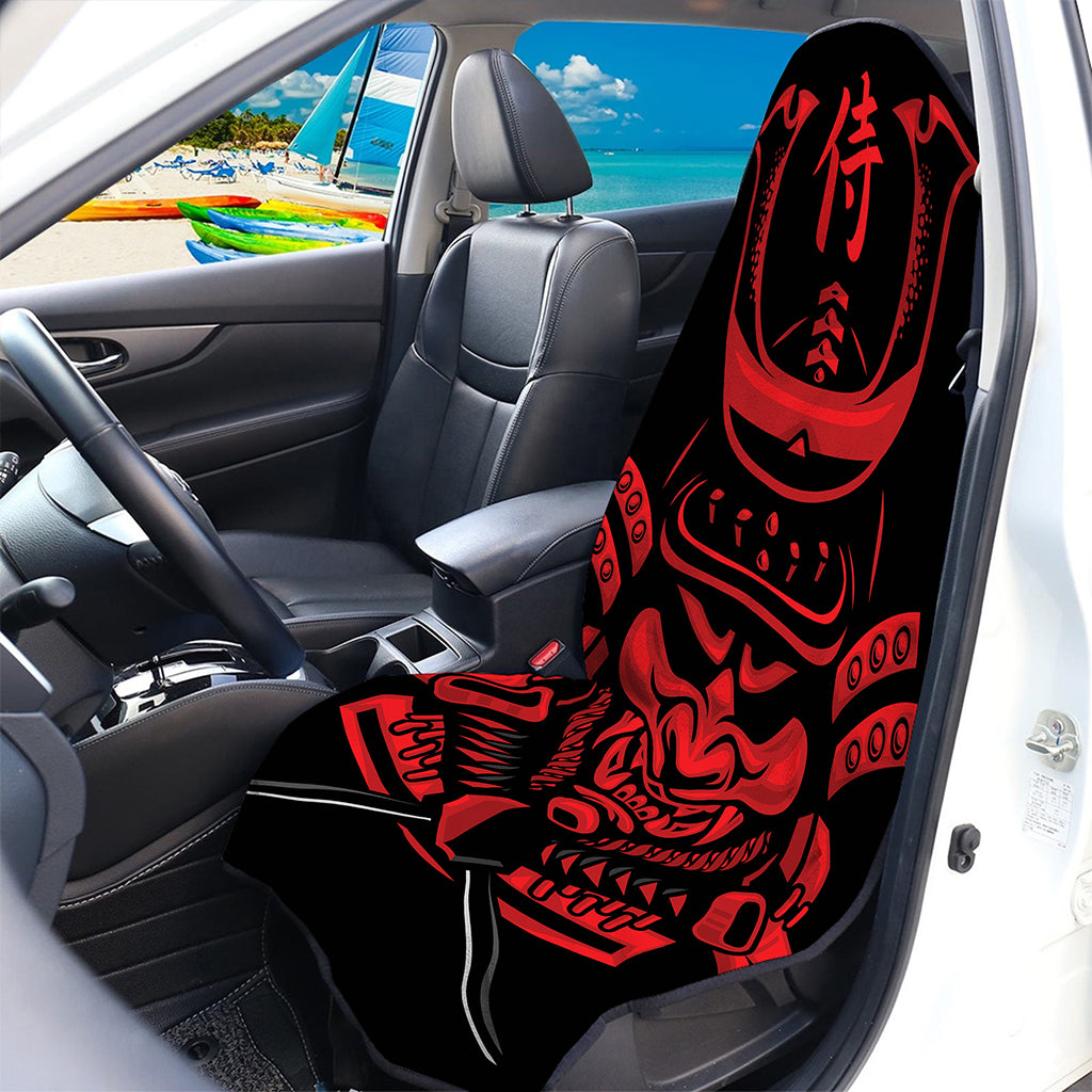 Red Samurai Mask Print Waterproof Car Seat Cover