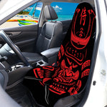 Red Samurai Mask Print Waterproof Car Seat Cover