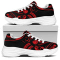 Red Samurai Mask Print White Chunky Shoes