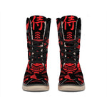 Red Samurai Mask Print Winter Boots