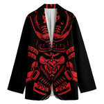 Red Samurai Mask Print Women's Blazer