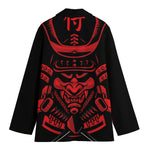 Red Samurai Mask Print Women's Blazer