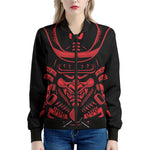 Red Samurai Mask Print Women's Bomber Jacket