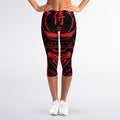 Red Samurai Mask Print Women's Capri Leggings