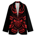 Red Samurai Mask Print Women's Cotton Blazer