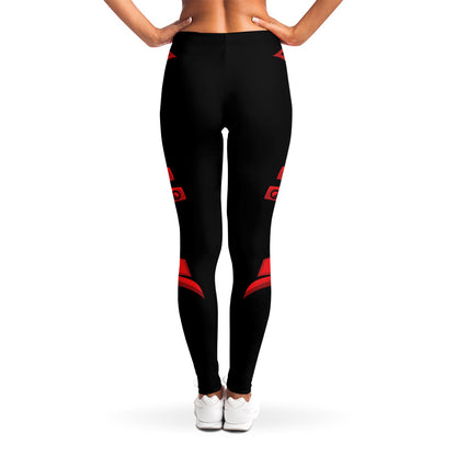 Red Samurai Mask Print Women's Leggings