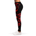 Red Samurai Mask Print Women's Leggings