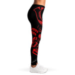 Red Samurai Mask Print Women's Leggings