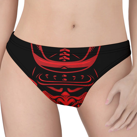 Red Samurai Mask Print Women's Thong