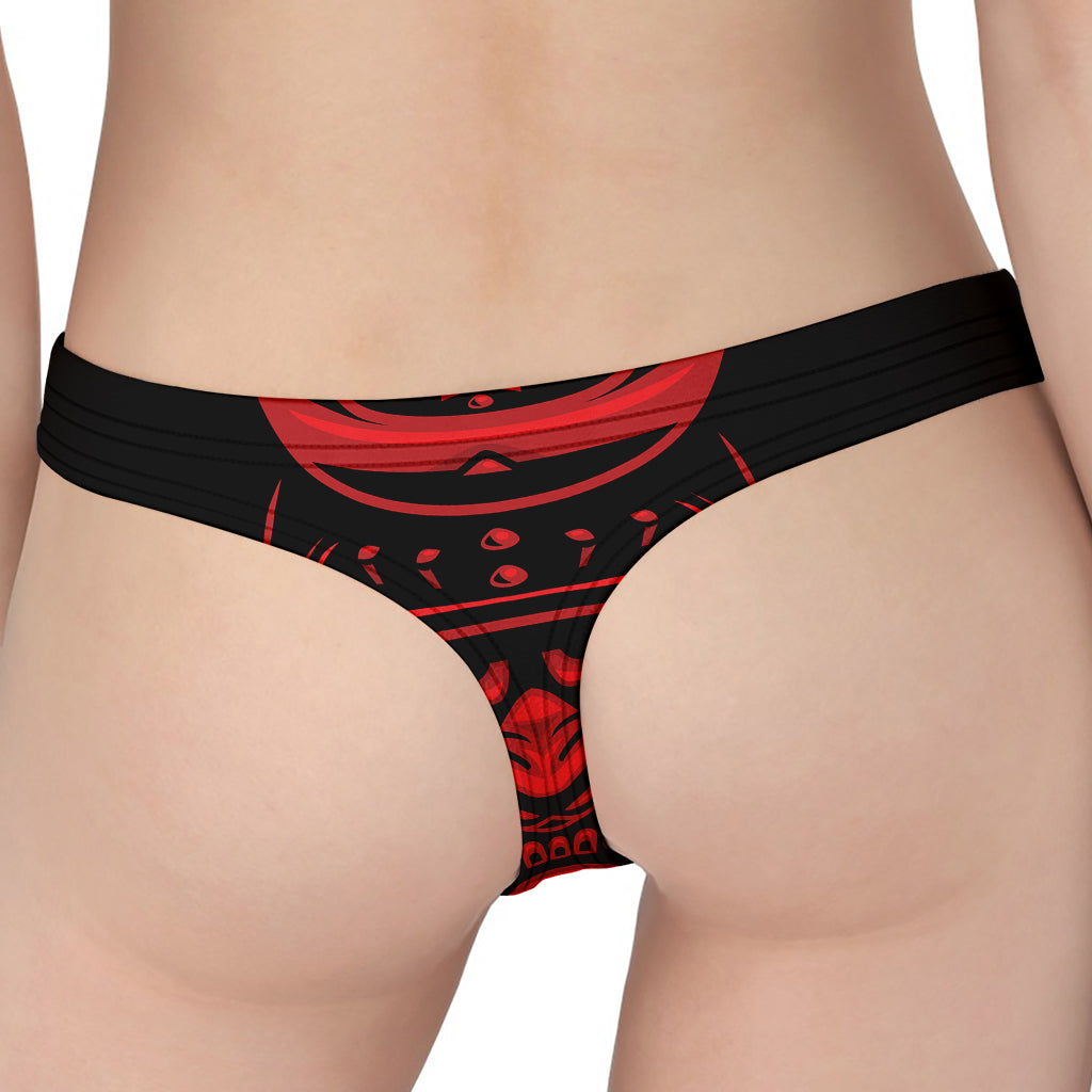Red Samurai Mask Print Women's Thong