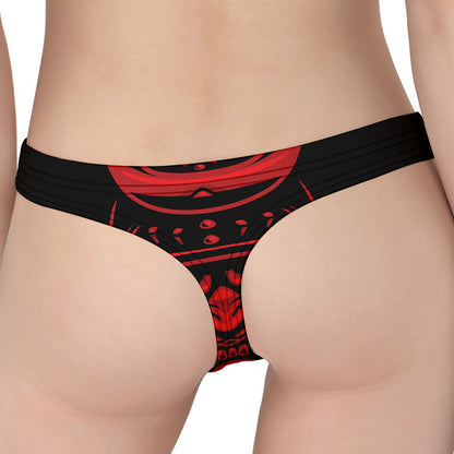 Red Samurai Mask Print Women's Thong