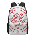 Red Satanic Pentagram Symbol Print 17 Inch Backpack