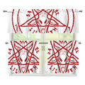 Red Satanic Pentagram Symbol Print 3 Piece Kitchen Curtains