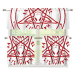 Red Satanic Pentagram Symbol Print 3 Piece Kitchen Curtains