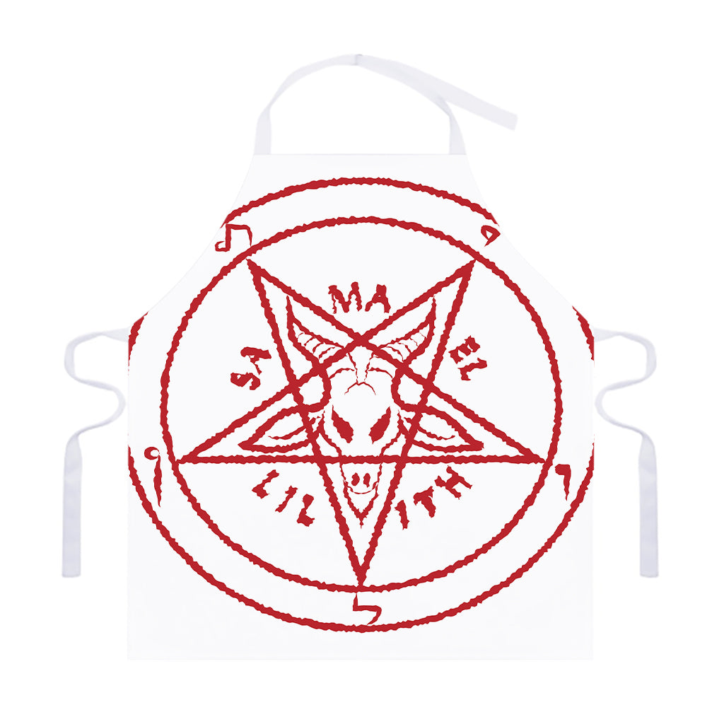 Red Satanic Pentagram Symbol Print Adjustable Apron