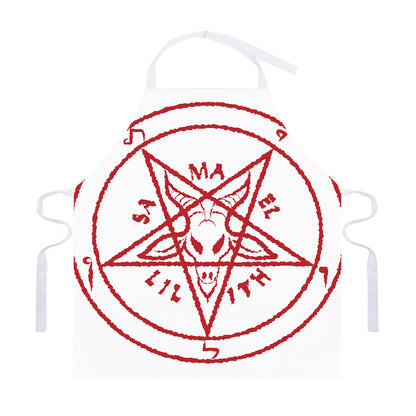 Red Satanic Pentagram Symbol Print Adjustable Apron