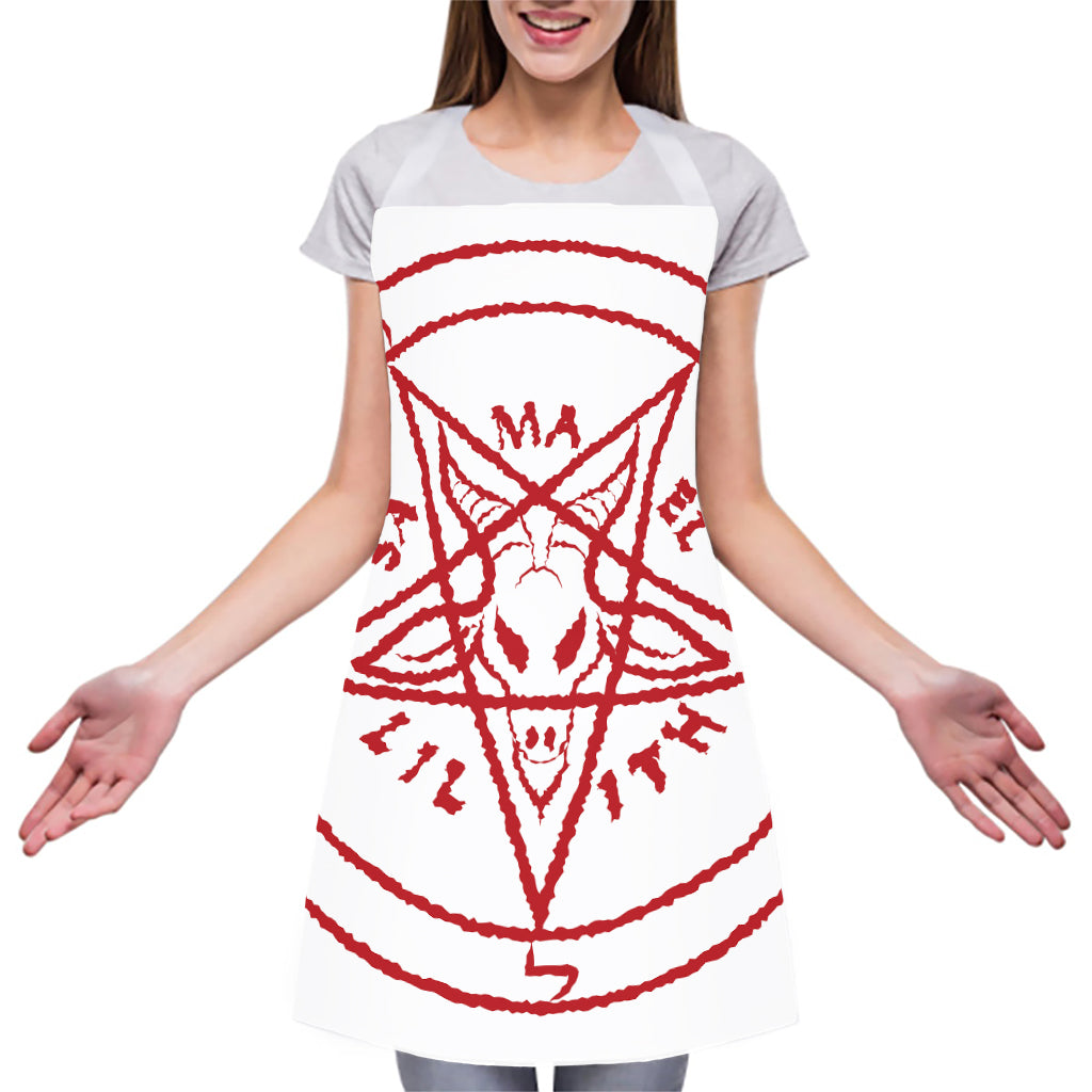 Red Satanic Pentagram Symbol Print Adjustable Apron