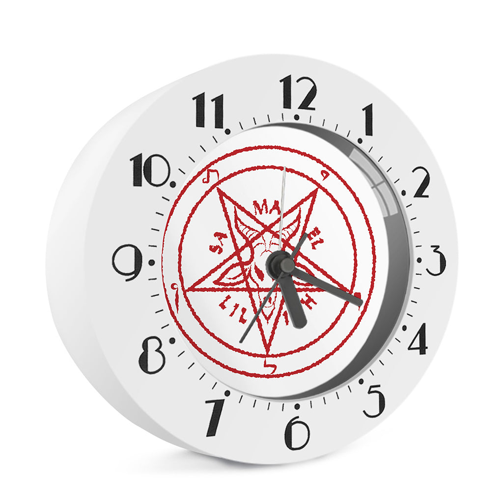 Red Satanic Pentagram Symbol Print Alarm Clock
