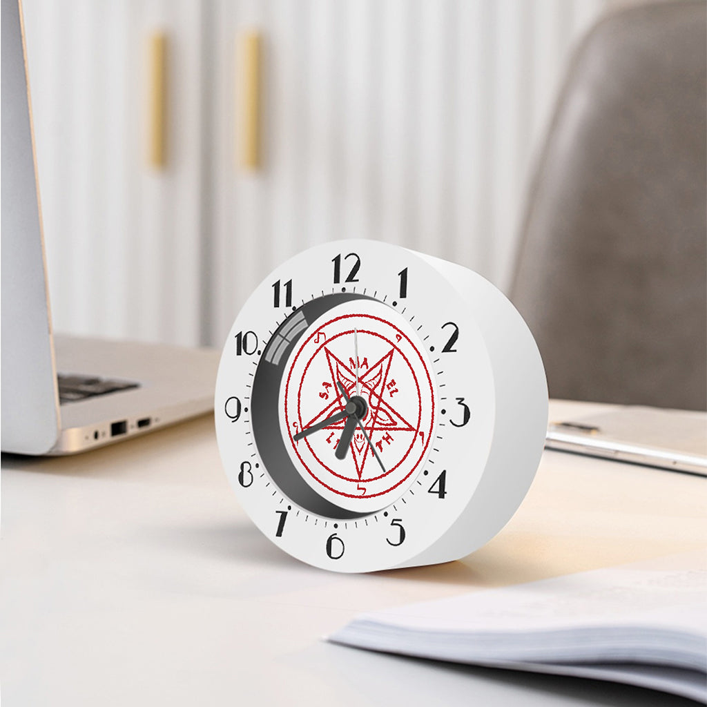 Red Satanic Pentagram Symbol Print Alarm Clock