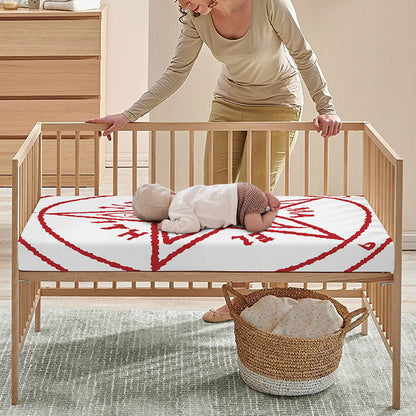 Red Satanic Pentagram Symbol Print Baby Crib Sheet