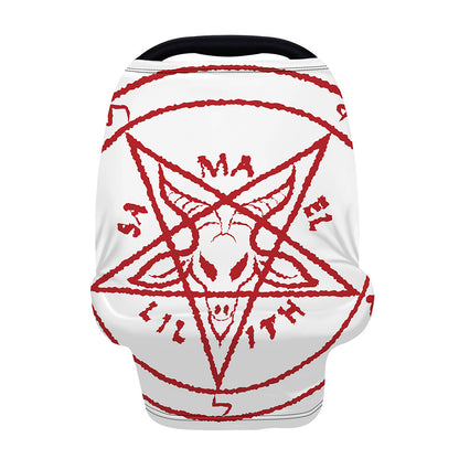Red Satanic Pentagram Symbol Print Baby Seat Cover
