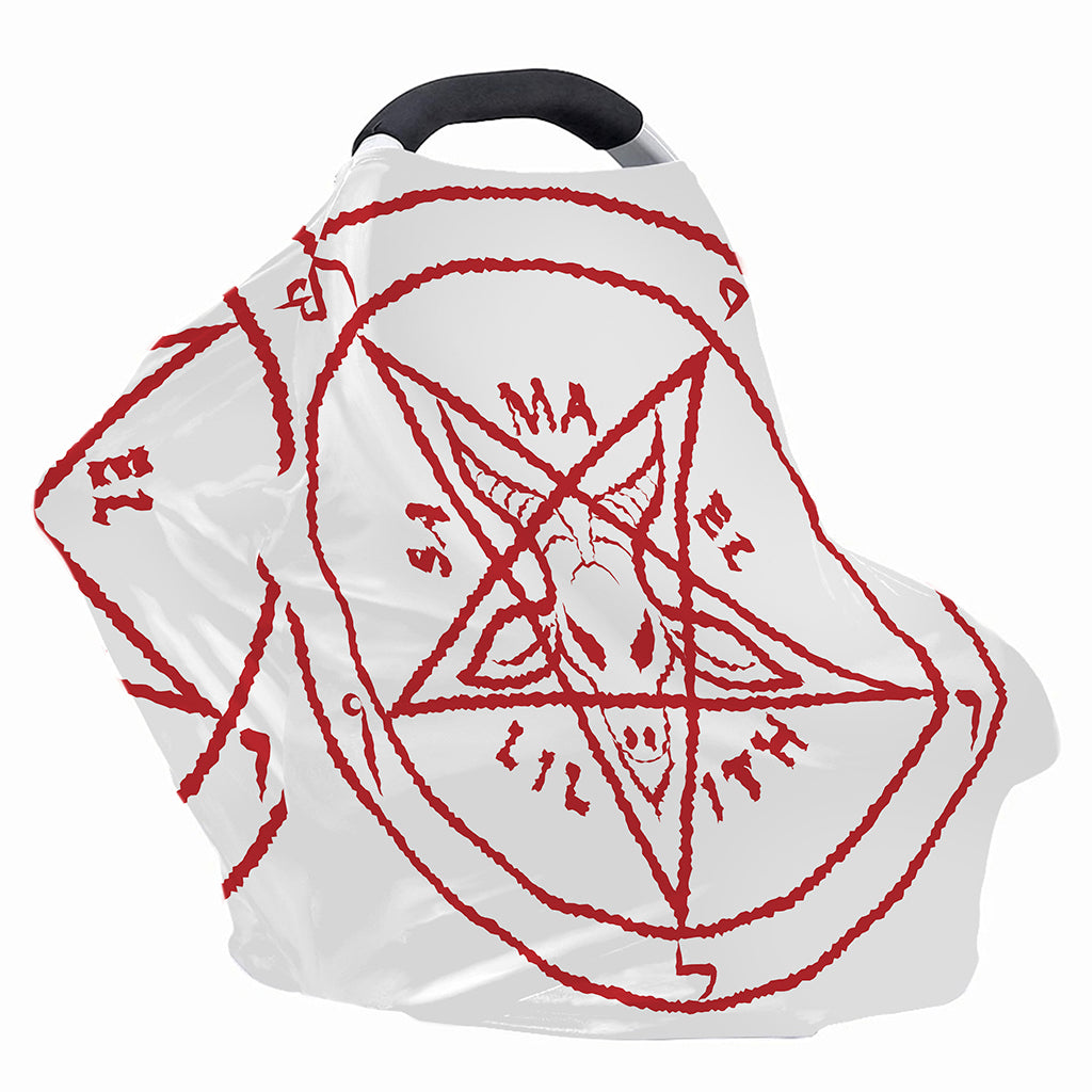 Red Satanic Pentagram Symbol Print Baby Seat Cover