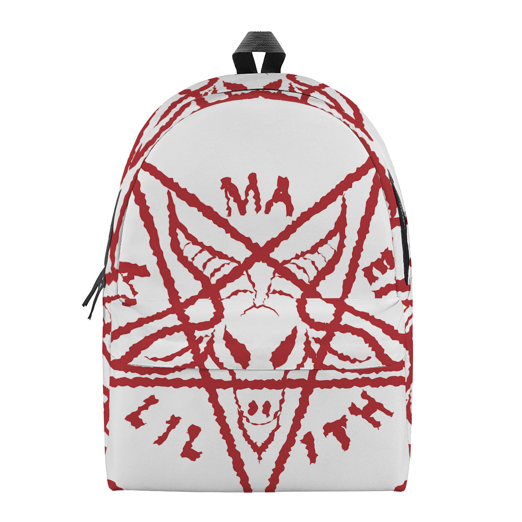 Red Satanic Pentagram Symbol Print Backpack