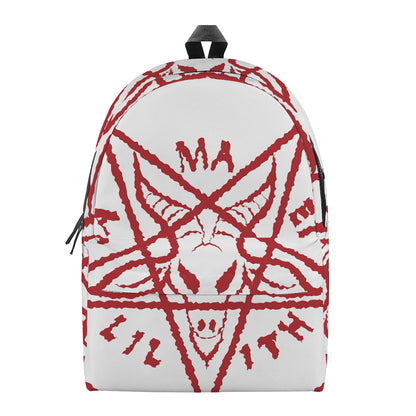 Red Satanic Pentagram Symbol Print Backpack
