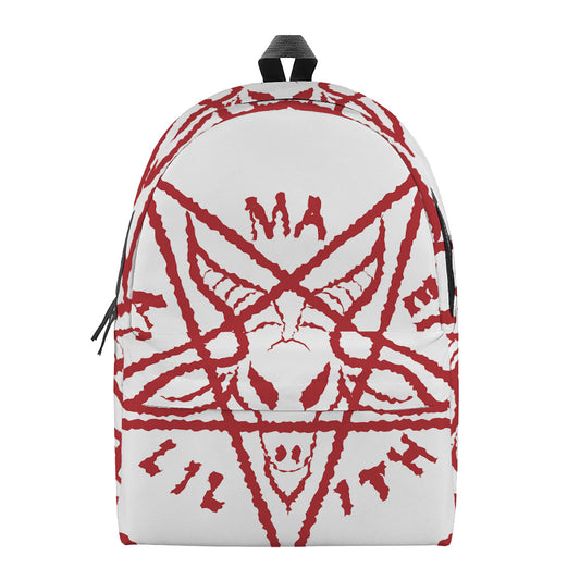 Red Satanic Pentagram Symbol Print Backpack