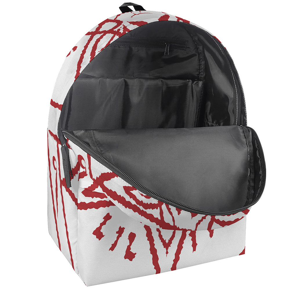 Red Satanic Pentagram Symbol Print Backpack