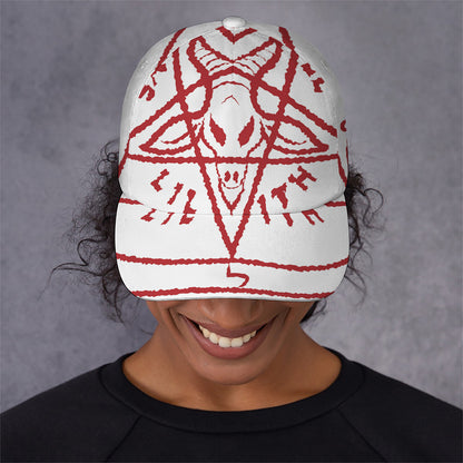 Red Satanic Pentagram Symbol Print Baseball Cap