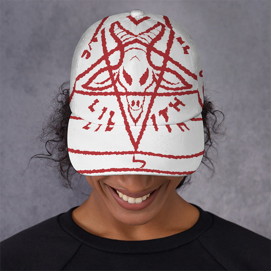 Red Satanic Pentagram Symbol Print Baseball Cap
