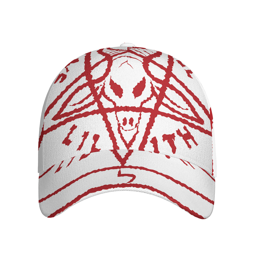 Red Satanic Pentagram Symbol Print Baseball Cap