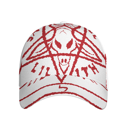 Red Satanic Pentagram Symbol Print Baseball Cap