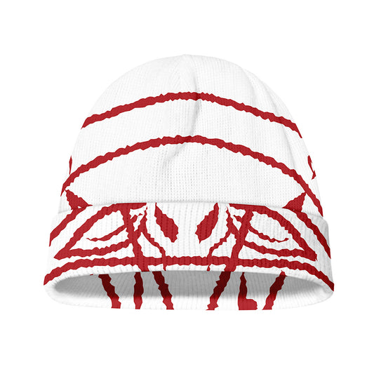 Red Satanic Pentagram Symbol Print Beanie