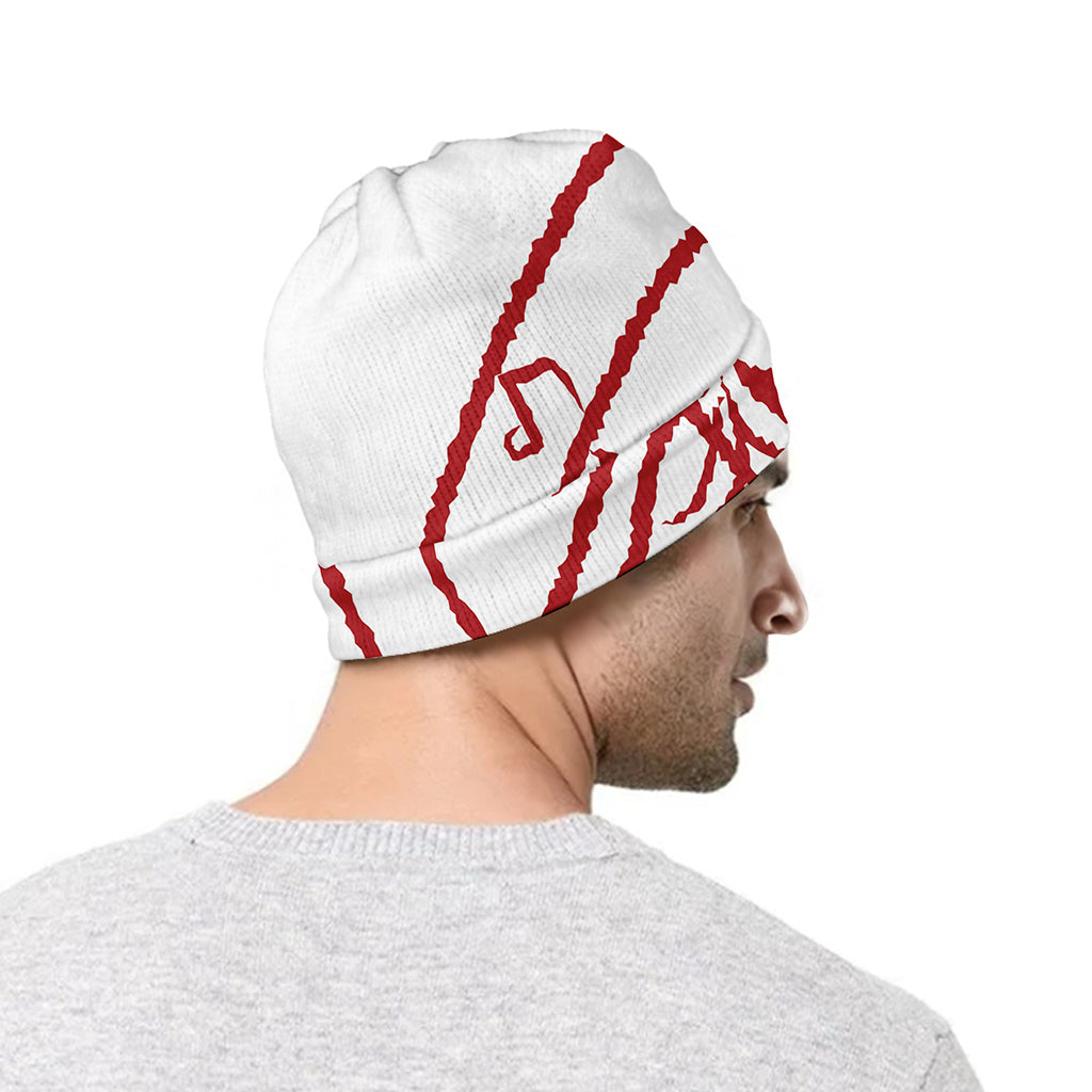 Red Satanic Pentagram Symbol Print Beanie