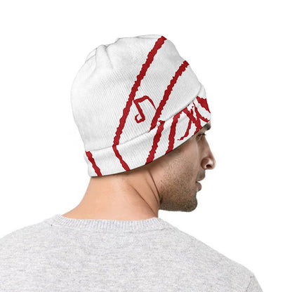 Red Satanic Pentagram Symbol Print Beanie