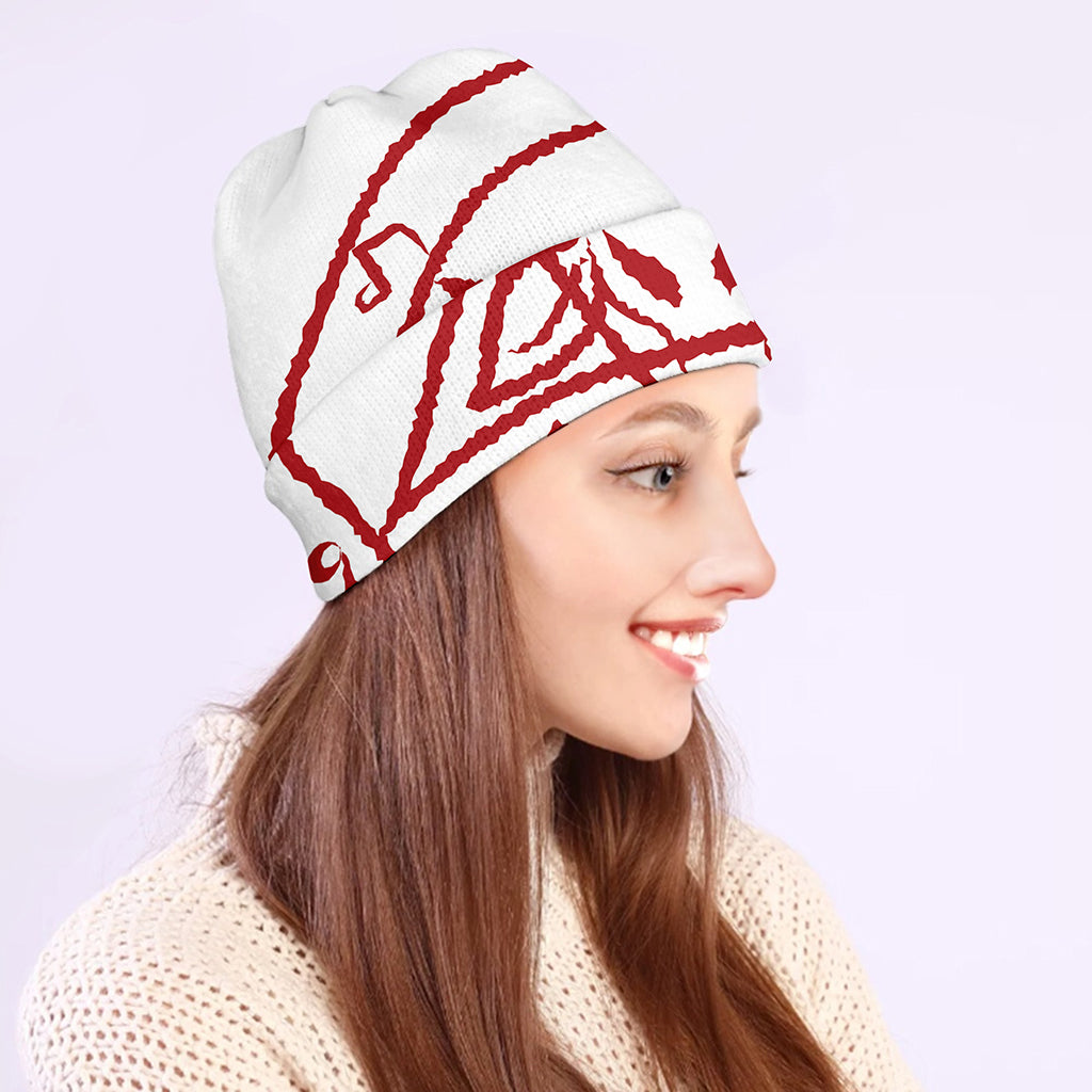 Red Satanic Pentagram Symbol Print Beanie