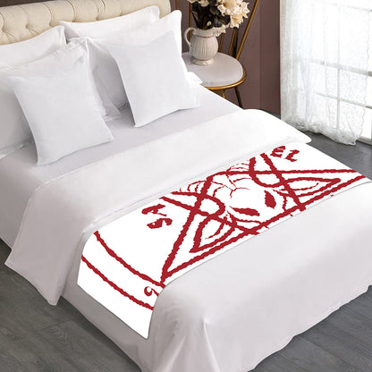 Red Satanic Pentagram Symbol Print Bed Runner