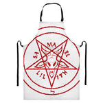 Red Satanic Pentagram Symbol Print Bib Apron With Pocket