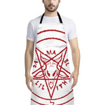 Red Satanic Pentagram Symbol Print Bib Apron With Pocket