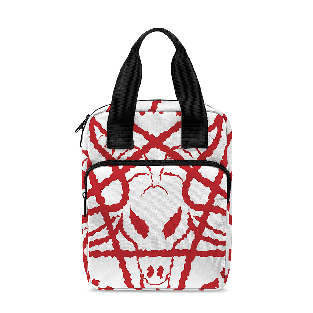 Red Satanic Pentagram Symbol Print Bible Tote Bag