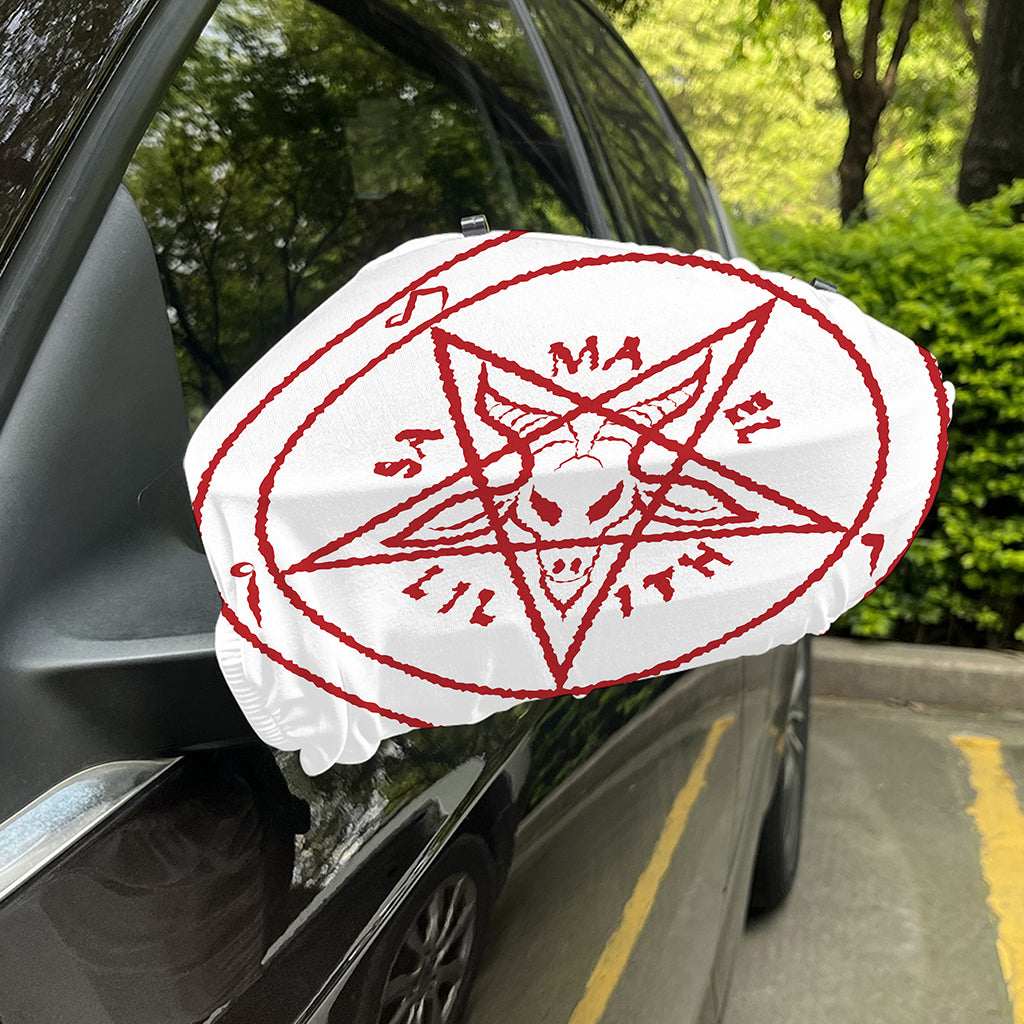 Red Satanic Pentagram Symbol Print Car Side Mirror Covers