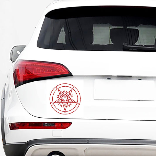 Red Satanic Pentagram Symbol Print Car Sticker