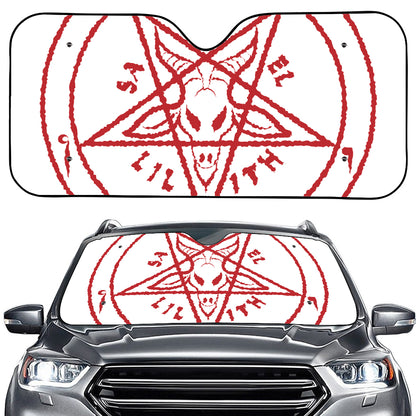 Red Satanic Pentagram Symbol Print Car Windshield Sun Shade