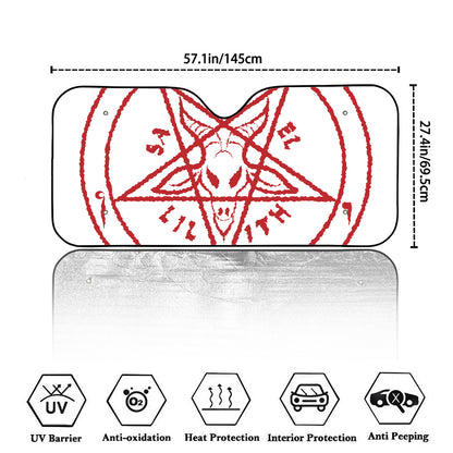 Red Satanic Pentagram Symbol Print Car Windshield Sun Shade