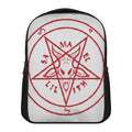 Red Satanic Pentagram Symbol Print Casual Backpack