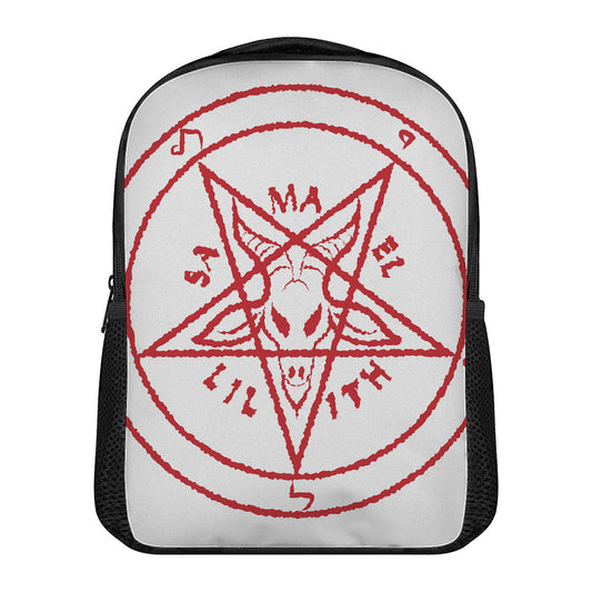 Red Satanic Pentagram Symbol Print Casual Backpack