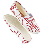 Red Satanic Pentagram Symbol Print Casual Shoes
