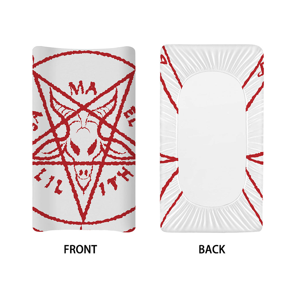 Red Satanic Pentagram Symbol Print Changing Pad Cover